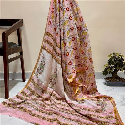 Pure Double Diamond Chiffon Floral Symphony Saree