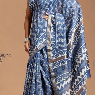 Silver Swirl Maheshwari Silk Saree