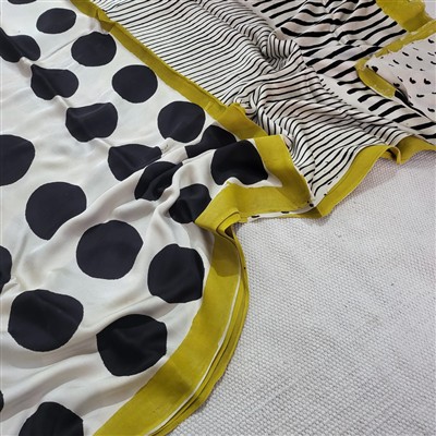 Mustard Elegance Polka Dot Modal Silk Saree