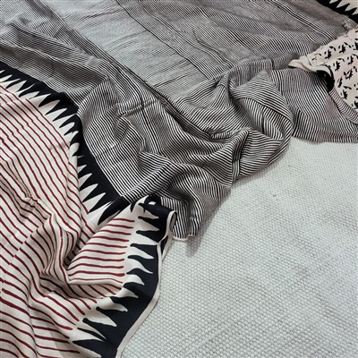 Scarlet Charm Hand Block Modal Silk Saree with Zigzag Accents