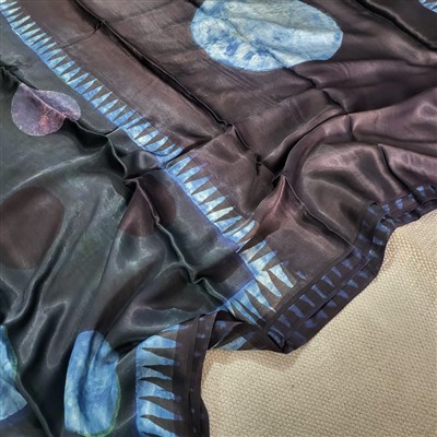 Slate Blue Circular Elegance Modal Silk Saree