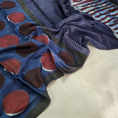 Deep Blue Maroon Geometric Elegance Modal Silk Saree