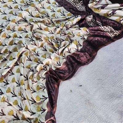 Golden Blossoms Silk Elegance Saree in Earthy Hues