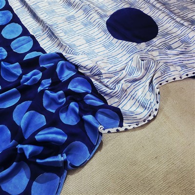 Ocean Blue Circular Harmony Modal Silk Saree