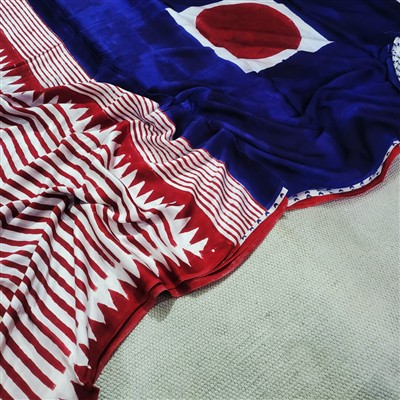 Crimson Harmony Geometric Modal Silk Saree