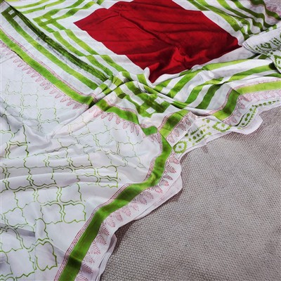 Emerald Geometric Bliss Modal Silk Saree for Cultural Charm