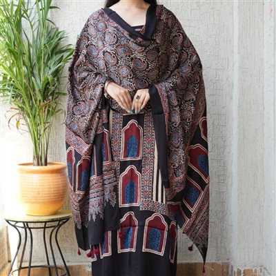 Maroon and Blue Arch Motif Modal Suit Ensemble
