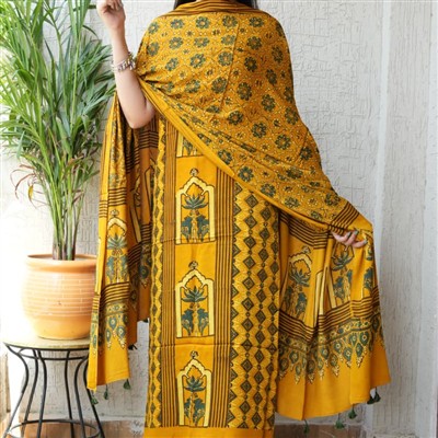 Golden Harvest Ajrakh Print Modal Suit Ensemble in Pure Cotton Blend