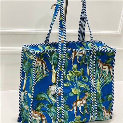 Ocean Blue Tropical Wildlife Quilted Cotton Tote