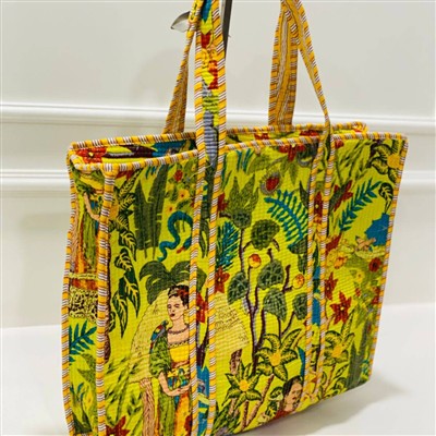 Sunflower Symphony Quilted Cotton Tote Bag for Nature Enthusiasts