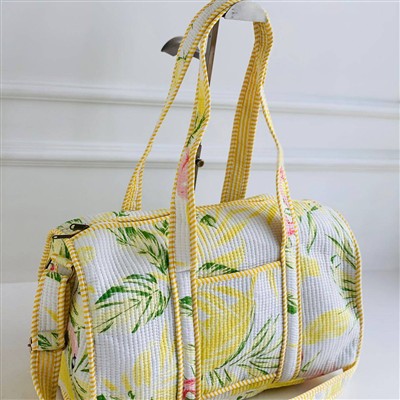 Mellow Meadow Quilted Fabric Duffle Bag in Cotton Blend