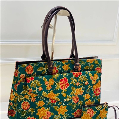 Sunburst Floral Tapestry Cotton Bag and Pouch Set