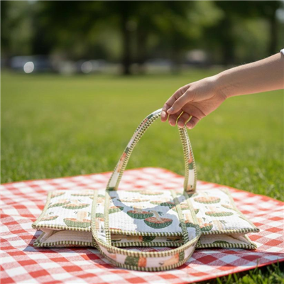 Mushroom Magic Green Stitched Canvas Tote Bag