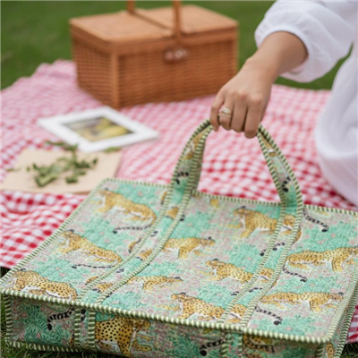 Emerald Cheetah Jungle Woven Tote Bag