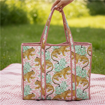 Sunset Leopard Woven Cotton Tote Bag for Stylish Statements