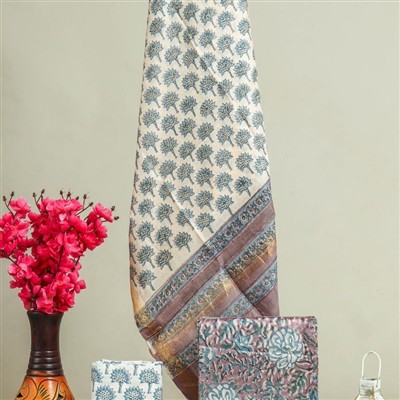 Mauve Garden Maheswari Silk Ensemble Set