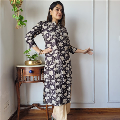 Ivory Blossom Hand Block Print Cotton Kurta Set