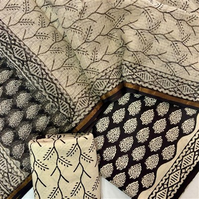 Ivory Harmony Geometric Cotton Dress Material