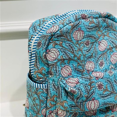 Turquoise Floral Harmony Quilted Backpack