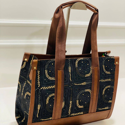 Emerald Floral Harmony Handblock Office Bag