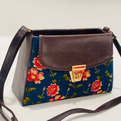 Navy Floral Whispers Fabric Sling Bag