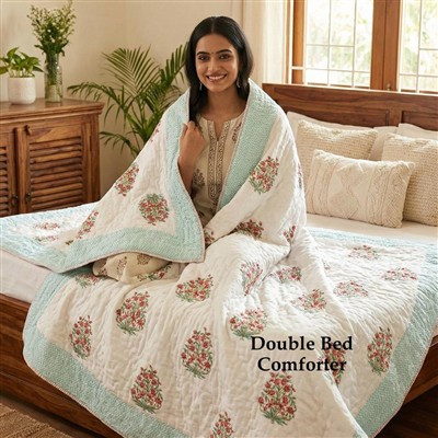 Emerald Blossom Quilted Cotton Comforter