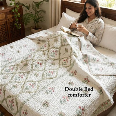 Dusky Rose Garden Quilted Cotton Comforter