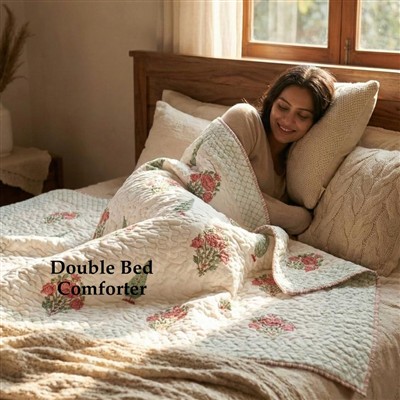 Rose Blossom Floral Quilted Cotton Comforter