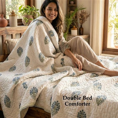Navy Floral Reverie Cotton Comforter