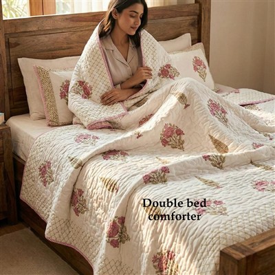 Midnight Blossoms Block Print Comforter