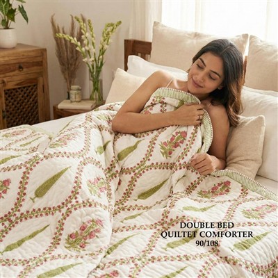Blush Petal Symphony Quilted Cotton Comforter