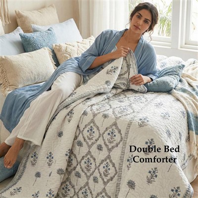 Ivory Blossom Diamond Quilted Cotton Comforter