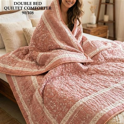 Blush Floral Harmony Quilted Cotton Comforter