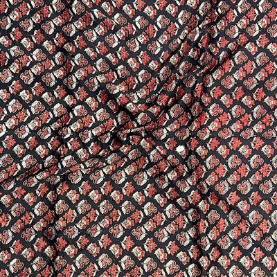 Midnight Blossoms Ajrakh Print Modal Silk Fabric