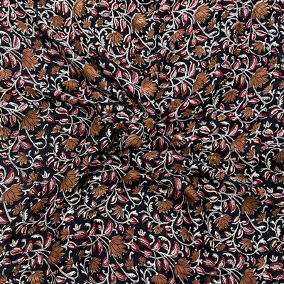 Navy Floral Elegance Modal Silk Fabric