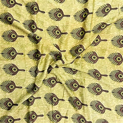 Butter Yellow Eye Motif Modal Silk Fabric
