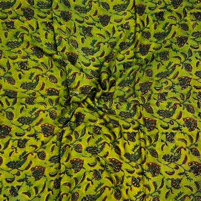 Vibrant Green Floral Trails Modal Silk