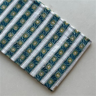 Teal Floral Fusion Cotton Running Fabric