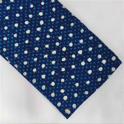 Navy Playful Polka Dabu Cotton Running Fabric