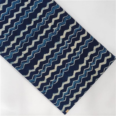 Deep Blue Zigzag Pattern Cotton Running Fabric