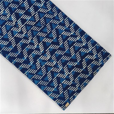 Cerulean Zigzag Delight Dabu Cotton Fabric