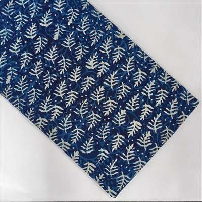 Navy Botanical Harmony Dabu Cotton Running Fabric