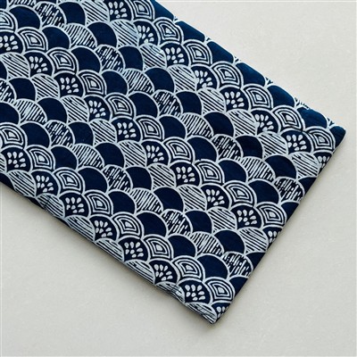 Navy Scalloped Elegance Dabu Cotton Running Fabric