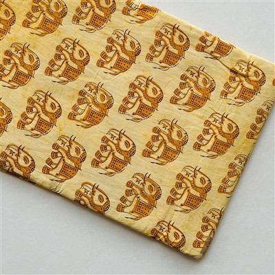 Golden Elephant Dance Dabu Cotton Running Fabric