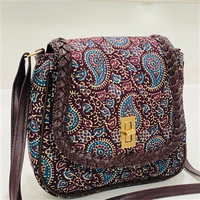 Burgundy Paisley Elegance Quilted Sling Bag