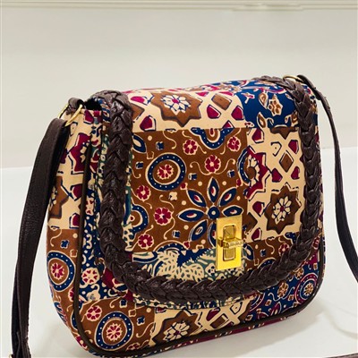Rich Crimson Floral Handblock Printed Sling Bag