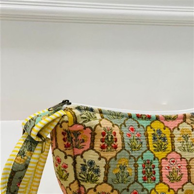 Sunlit Floral Cotton Quilted Sling Bag