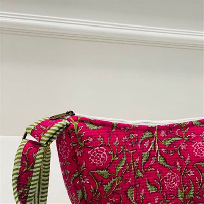 Vibrant Fuchsia Floral Quilted Sling Bag