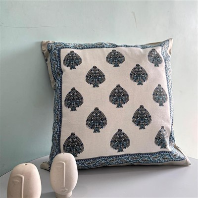 Serene Indigo Paisley Cotton Cushion Covers