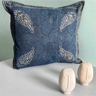 Navy Paisley Cotton Cushion Covers
